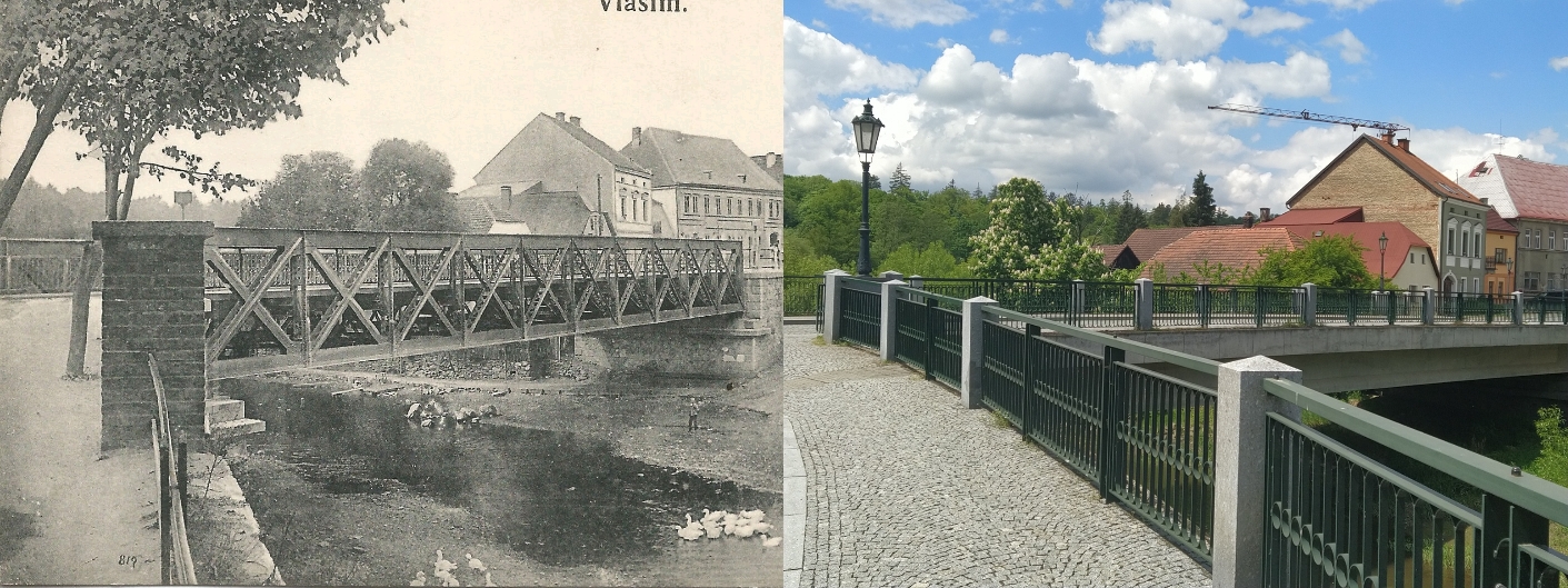 Železný most směrem na Palackého náměstí v roce 1918