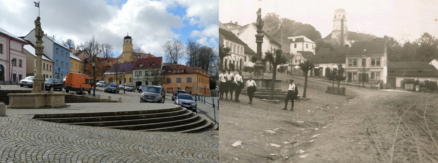 Žižkovo náměstí s pohledem na zámek ve 20. letech